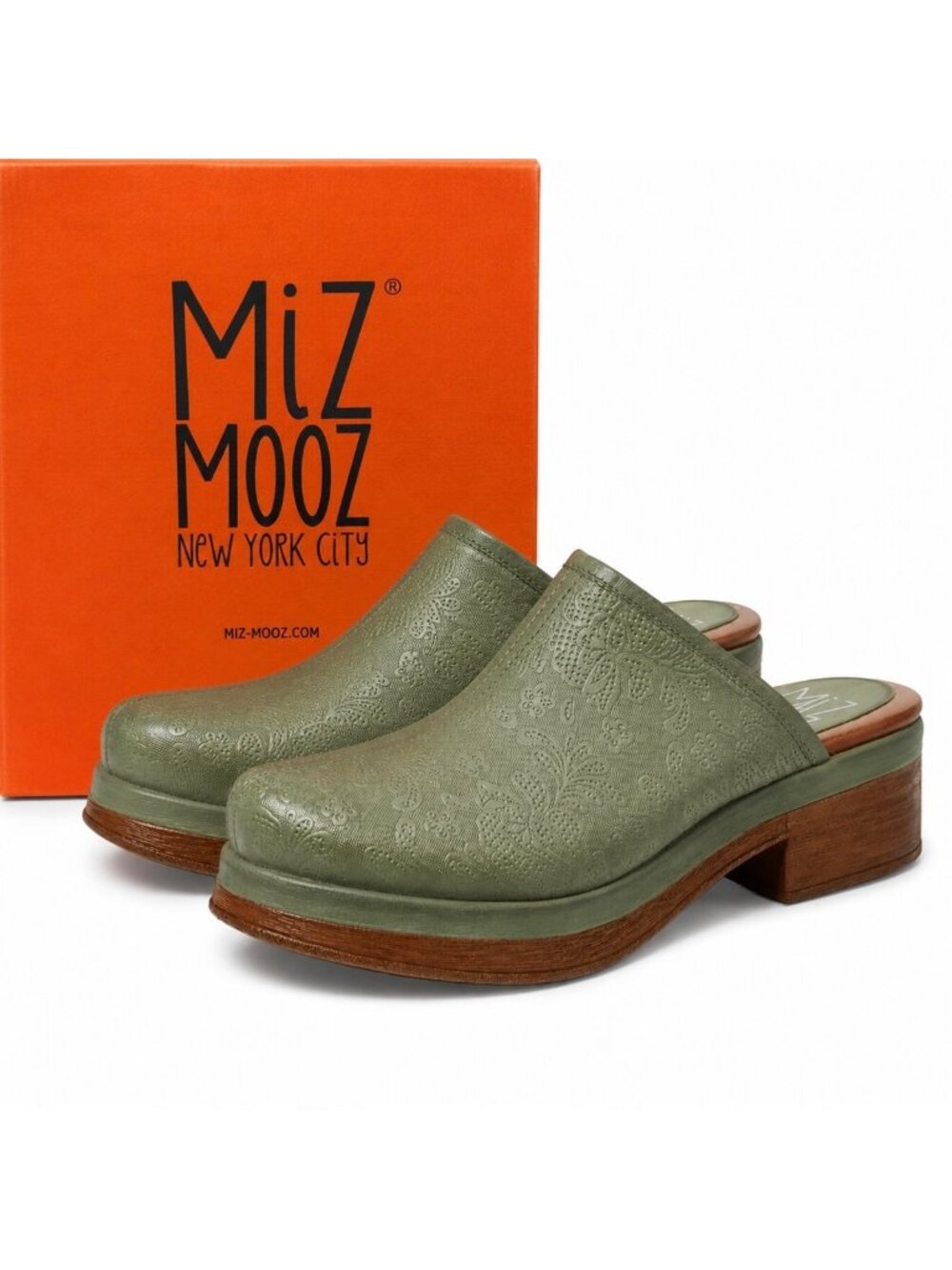 Olive Leather Clogs Women EU 41 US 10 Miz Mooz Lunea Slip On Comfort Mules